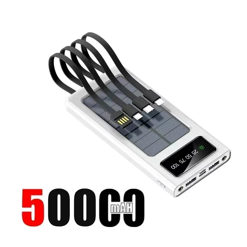 Batterie Externe Solaire  - 50000 mAh - Charge Rapide & 4 cables intégrés - LENOVO
