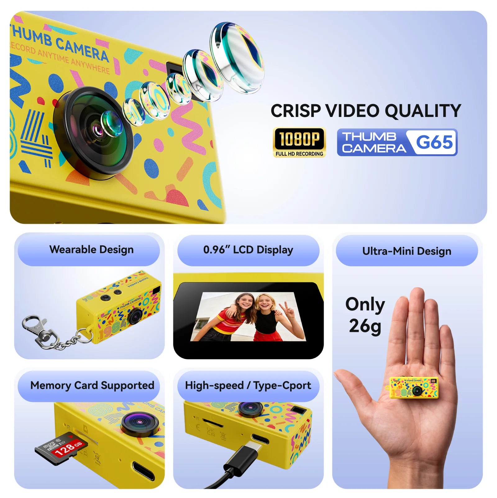 Mini Caméra Numérique Rétro G62 1080P - Appareil Photo & Vidéo portable - LENOVO