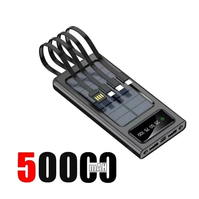 Batterie Externe Solaire  - 50000 mAh - Charge Rapide & 4 cables intégrés - LENOVO