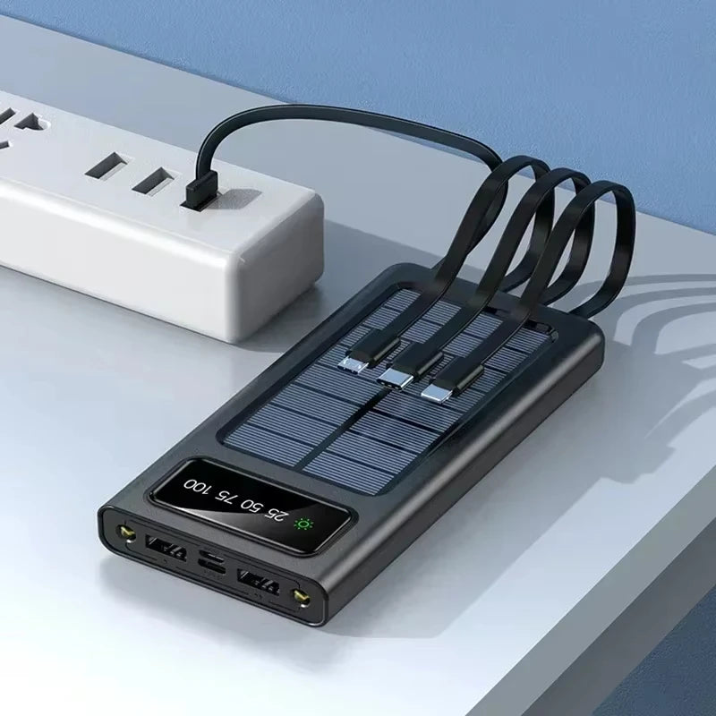 Batterie Externe Solaire  - 50000 mAh - Charge Rapide & 4 cables intégrés - LENOVO