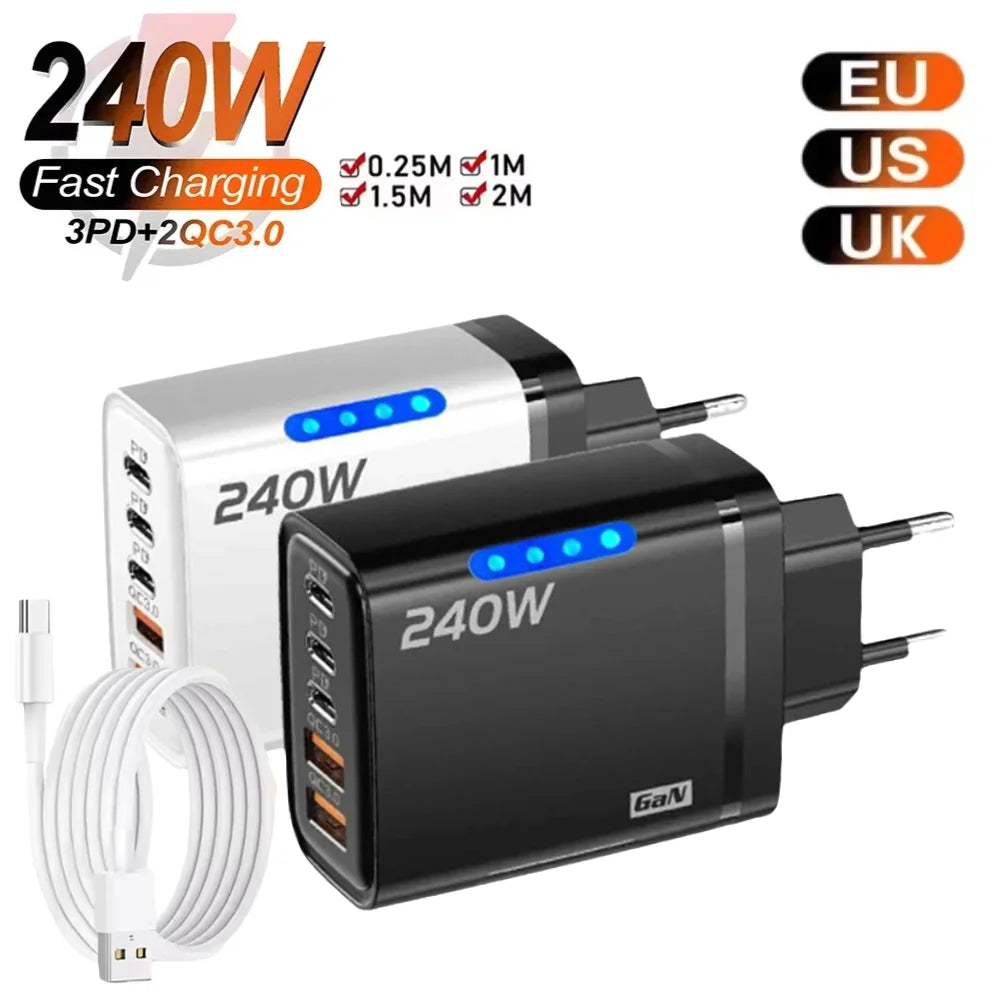 5 In 1 GaN 240W USB C Fast Charging