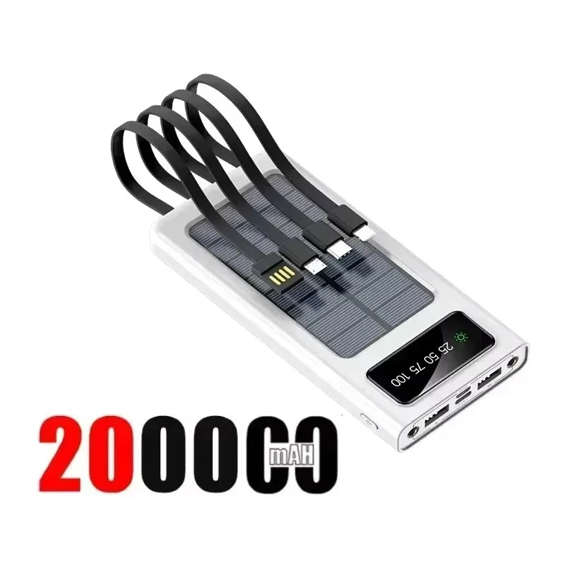 Batterie Externe Solaire  - 50000 mAh - Charge Rapide & 4 cables intégrés - LENOVO
